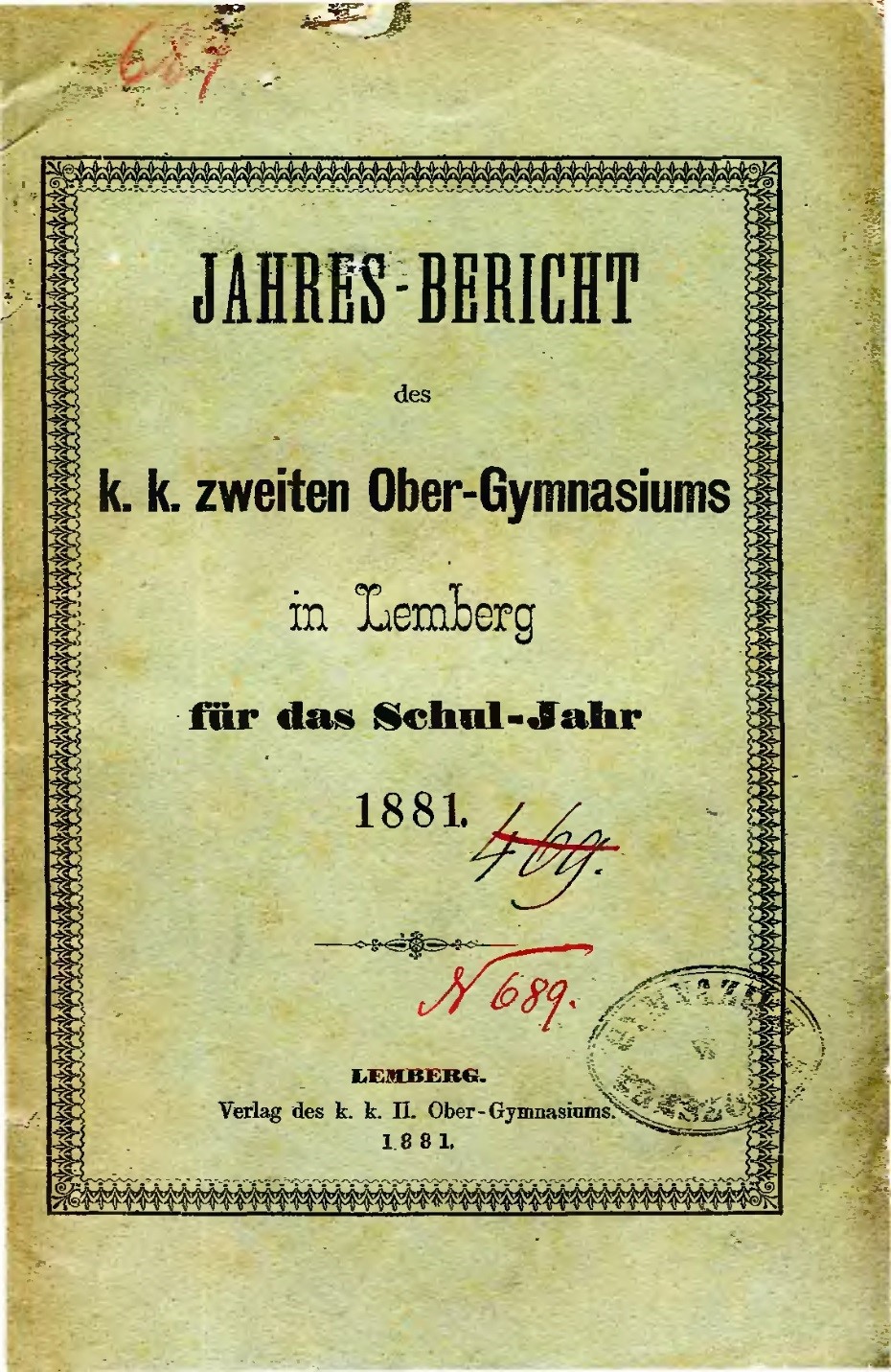 Lemberg Gymnasium II yearbook, 1881
