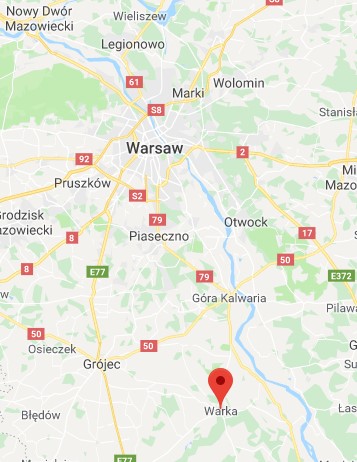 map of Warka, Poland