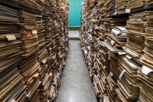 large collection of archival documents