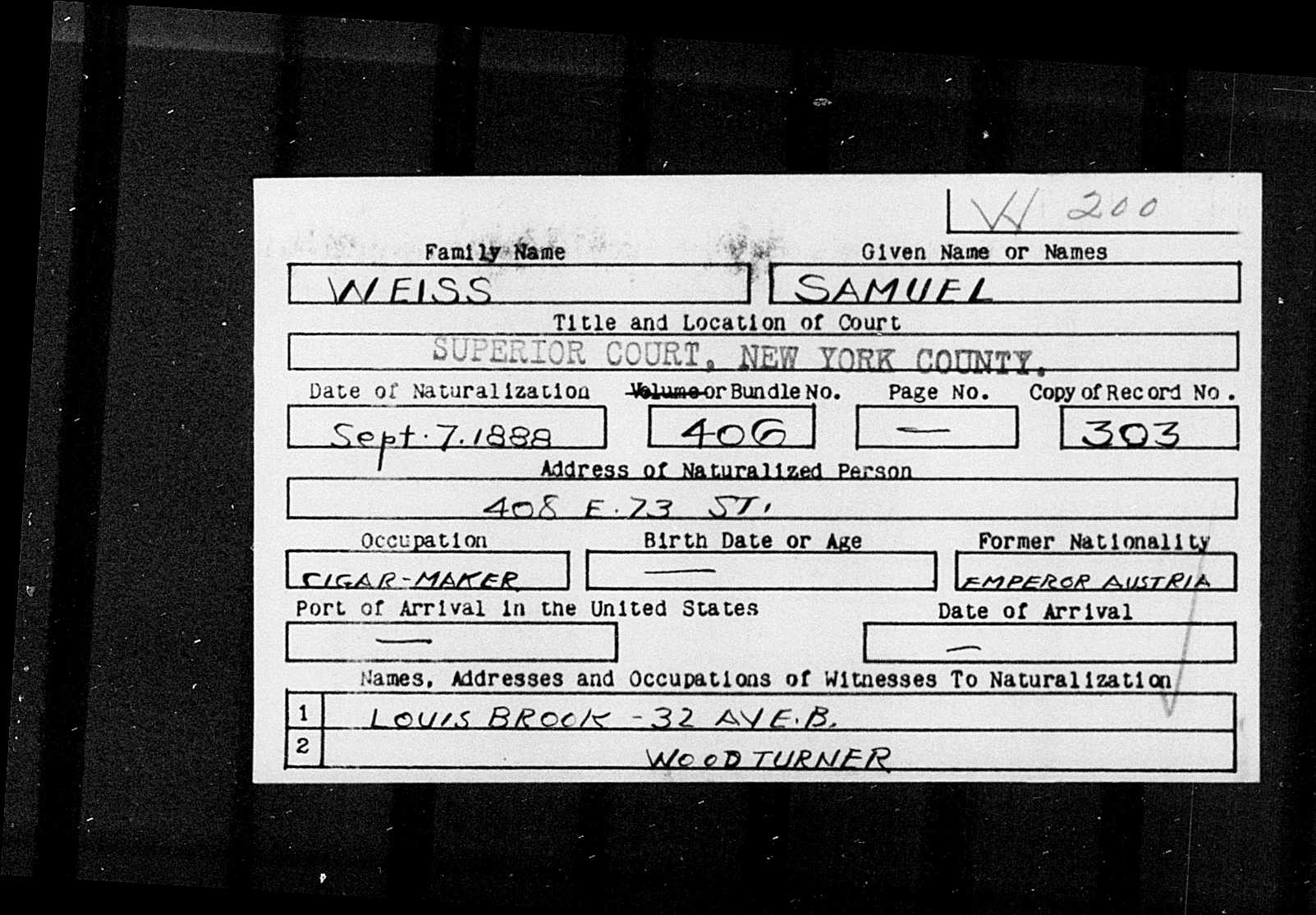 example naturalization index entry