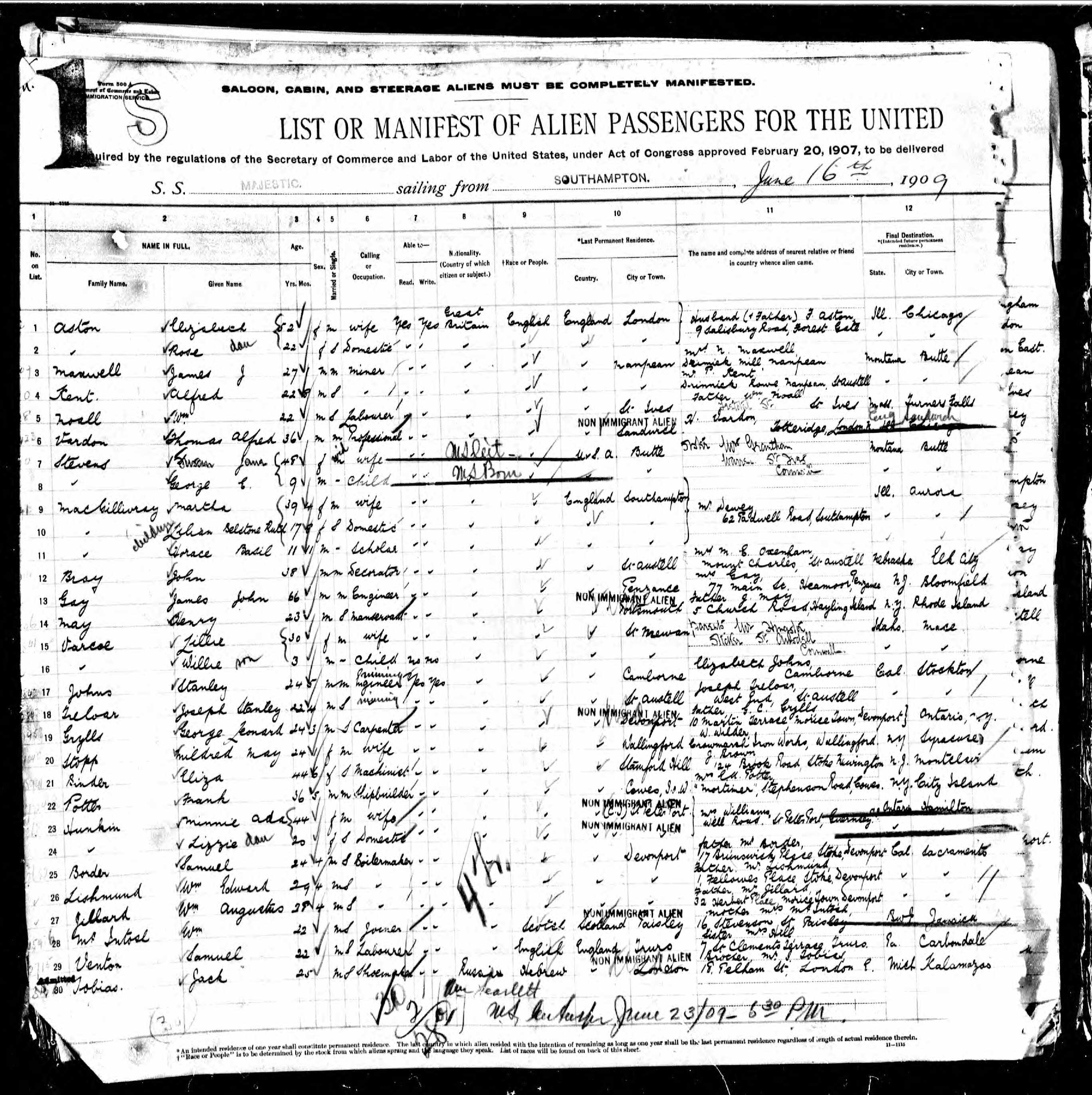 passenger manifest